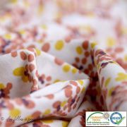 Tissu coton motif fleur - Blanc, corail et jaune - Oeko-Tex ® Autres marques - 3