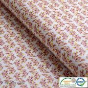 Tissu coton motif fleur - Blanc, corail et jaune - Oeko-Tex ® Autres marques - 1