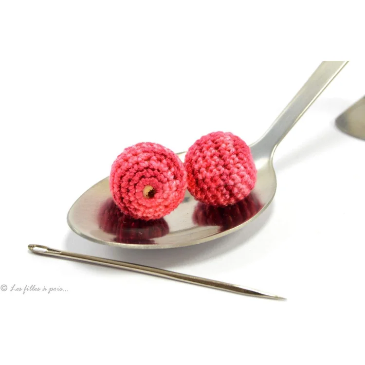 Perle crochetée à la main – Fil chiné et bois naturel - 9