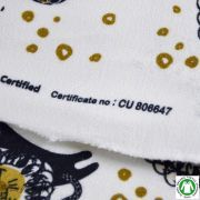 Tissu french terry coton motif lion - Ecru, noir et doré - Bio Autres marques - 9