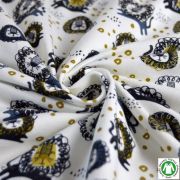 Tissu french terry coton motif lion - Ecru, noir et doré - Bio Autres marques - 4