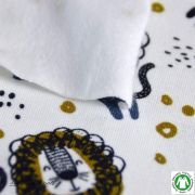 Tissu french terry coton motif lion - Ecru, noir et doré - Bio Autres marques - 7