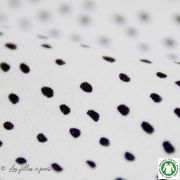 Tissu molleton coton motif pois - Ecru et noir - Bio Autres marques - 2