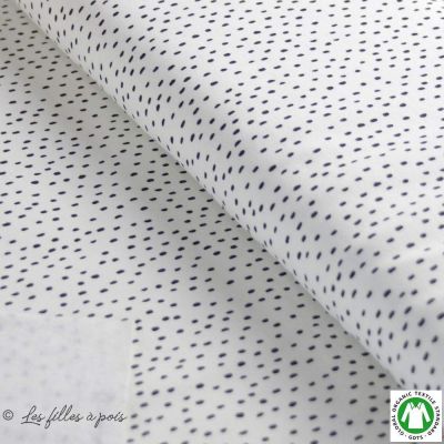 Tissu molleton coton motif pois - Ecru et noir - Bio Autres marques - 1