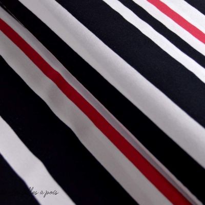 Coupon tissu jersey coton motif rayures - Noir, rouge et blanc - 100cm Autres marques - 1