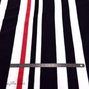 Coupon tissu jersey coton motif rayures - Noir, rouge et blanc - 100cm Autres marques - 5