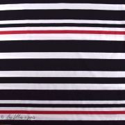 Coupon tissu jersey coton motif rayures - Noir, rouge et blanc - 100cm Autres marques - 2