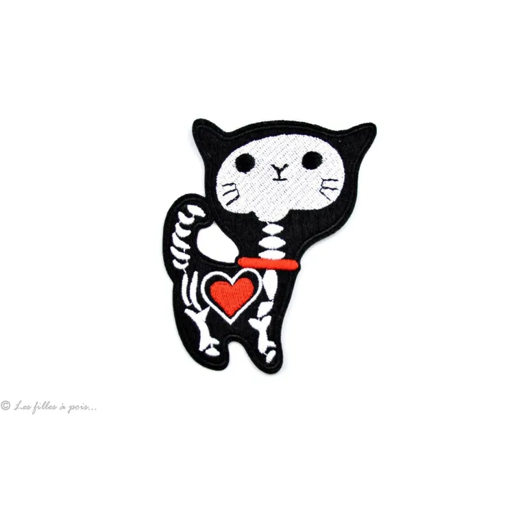 Crachá do gato esqueleto - Preto e branco - Engomar Tissus et mercerie créative – Nos sélections sans marque - 1