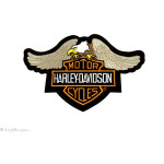 Écusson grand Harley Davidson aigle royal - Noir et orange - Thermocollant  - 1