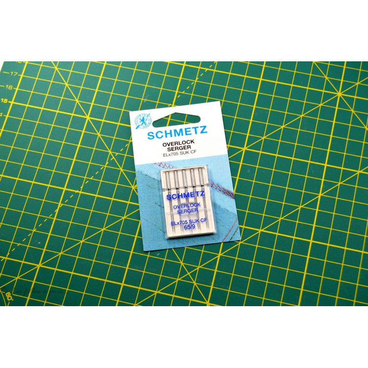 Aiguilles Surjeteuse SCHMETZ ELx705 CF - Tige Plate 90/14 - Double Gouttière - 5 Pièces - Pour Surjeteuses