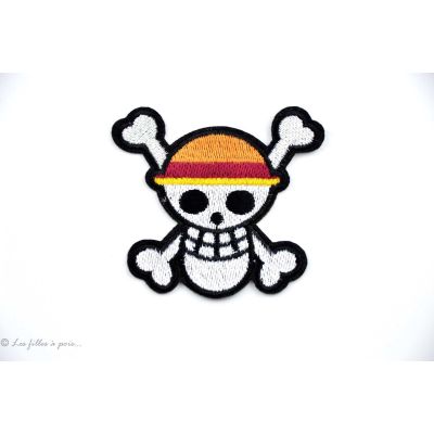 Ecusson tête de mort Luffy - Blanc - Thermocollant  - 1