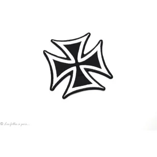 Patch da cruz de Malta da West Coast Choppers - Preto e branco - Para passar a ferro Tissus et mercerie créative – Nos sélection