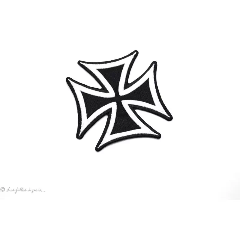 Écusson croix de malte West Coast Choppers - Noir et blanc - Thermocollant - 1