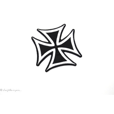 Écusson croix de malte West Coast Choppers - Noir et blanc - Thermocollant  - 1