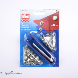 Bouton pression anorak avec outil - 12mm - Argenté - Prym ® Prym ® - Mercerie - 1