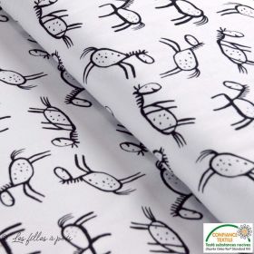 Tissu jersey motif cheval - Blanc et noir - Oeko-Tex ® - Stenzo Textiles ® Stenzo Textiles ® - 1