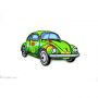Écusson Volkswagen Coccinelle hippie - Vert - Thermocollant