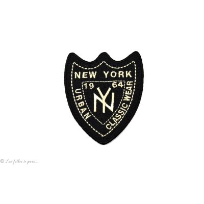 Écusson New york blason - Noir et blanc - Thermocollant  - 1