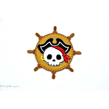 Écusson barre de bateau pirate - Marron - Thermocollant  - 1