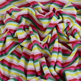 Tissu jersey motif rayure - Blanc, rose, rouge, vert et jaune Tissus et mercerie créative – Nos sélections sans marque - 4