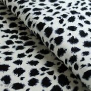 Tissu jersey viscose motif tâches esprit dalmatien - Blanc et noir