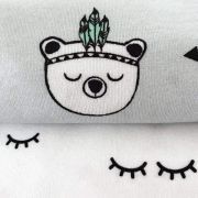 Tissu jersey motif yeux fermés "Sleepy Eyes" - Blanc et noir - Bio - Kimsa Design ® Kimsa Design ® - Tissus BIO - 8