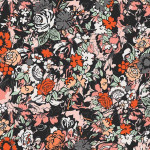 Tissu popeline de coton motif fleurs "Fusion Silkroad" - Noir, blanc et orange - AGF ® Art Gallery Fabrics ® - Tissus - 2