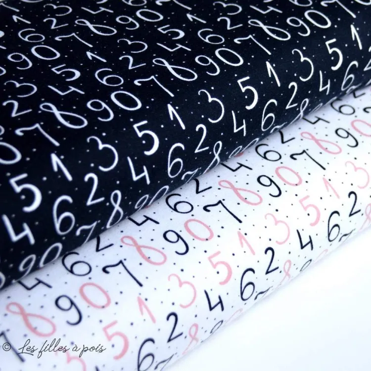 Tissu jersey motif chiffres "Digital print all over" - Oeko-Tex  - Stenzo Textiles   - 1