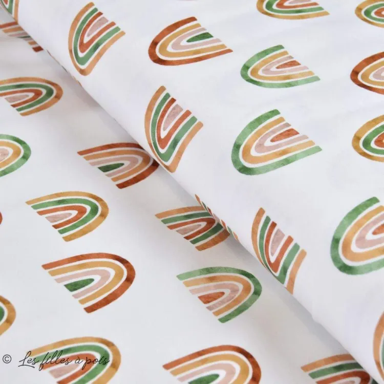 Tissu jersey coton motif arc-en-ciel "Over the rainbow" - Multicolore - Oeko-Tex - 1 Tissu jersey coton motif arc-en-ciel "Over the rainbow" - Multicolore - Oeko-Tex - 1