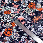 Tissu popeline de coton motif fleurs "Fusion Silkroad" - Noir, blanc et orange - AGF ® Art Gallery Fabrics ® - Tissus - 3