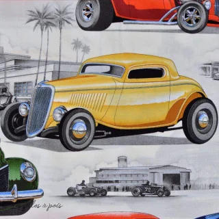 Tissu coton motif Hot Rod "Chopped Channeled" - Multicolore - Henry Alexander Alexander Henry Fabrics : tissus créatifs et auda