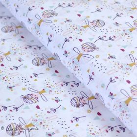 Tissu coton motif fée "Corasie" - Blanc et rose - Oeko-Tex ® - 60cm Autres marques - 1