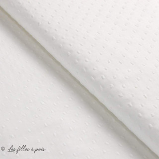 Coupon de tissu coton Dobby plumetis pois -  Ecru - Oeko-Tex ® - 120cm Autres marques - Tissus et mercerie - 1