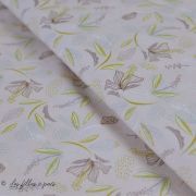 Tissu coton motif  fleuri - Beige - Oeko-Tex ® et GOTS ® Autres marques - 1