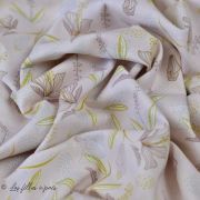 Tissu coton motif  fleuri - Beige - Oeko-Tex ® et GOTS ® Autres marques - 4