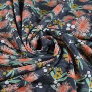 Tissu jersey viscose motif fleur "KATINKAS GARDEN" - Gris et corail- Lillestoff ® Lillestoff ® - 4