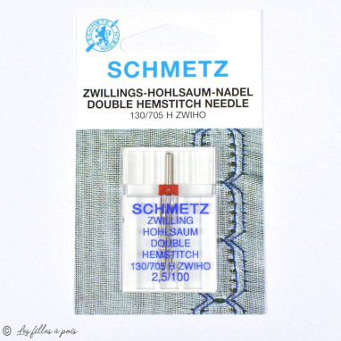 Aiguille double Wing lancéolée ou à jour machine à coudre 2.5mm 100/16 -  Schmetz ® Vente en ligne Taille d'aiguille 100/16