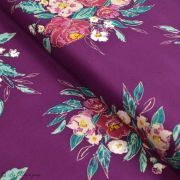 Tissu popeline de coton motif fleurs "Fusion Foresta" - Pourpre - Oekotex ® - AGF ® Art Gallery Fabrics ® - Tissus - 1