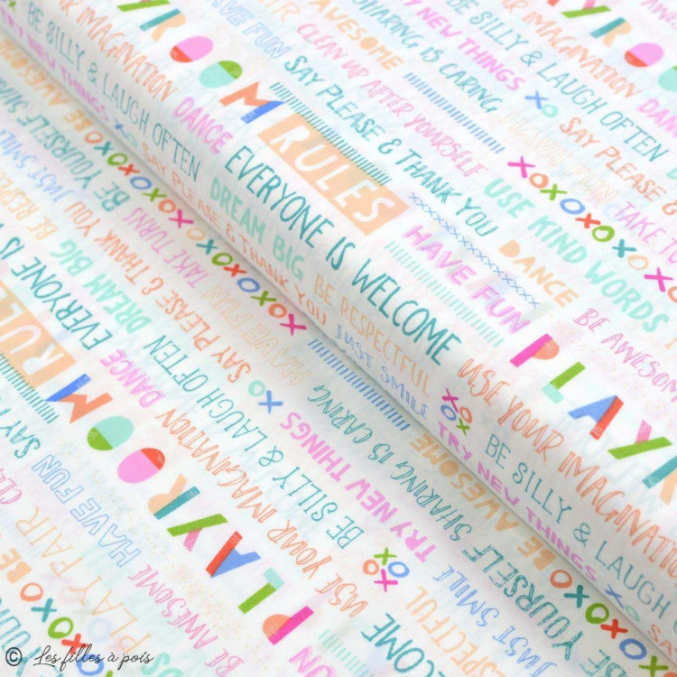 Tissu popeline de coton motif fleurs "Angles Playroom" - Ecru et multicolore - 120cm - Oekotex ® - AGF ® Art Gallery Fabrics ® - Tissu popeline de coton motif fleurs "Angles Playroom" - Ecru et multicolore - 120cm - Oekotex ® - AGF ® Art Gallery Fabrics ® -