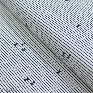 Tissu jersey motif rayures "Heritage"  - Blanc et Bleu marine - AGF ® Art Gallery Fabrics ® - Tissus - 1