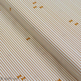 Tissu popeline de coton motif rayures "Trinkets Fusion" - Ecru et Ocre - AGF ® Art Gallery Fabrics ® - Tissus - 1