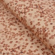 Tissu jersey coton motif fleurs "Mini Flowers Peach" - Marron - Oeko-Tex ® Family Fabrics ® - Tissus oekotex - 1