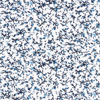 Tissu jersey coton motif petites fleurs esprit "Liberty" - Blanc et bleu - Oeko-Tex ® Autres marques - 1
