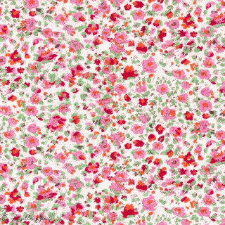 Tissu jersey coton motif petites fleurs esprit "Liberty" - Blanc et rouge - Oeko-Tex ® Autres marques - 1