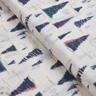 Tissu popeline de coton motif arbre "Fusion Sparkler" - Rose, gris et vert - Oekotex ® - AGF ® Art Gallery Fabrics ® - Tissus - 