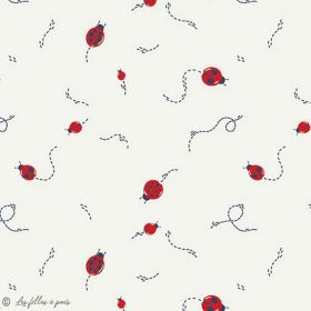 Tissu jersey motif coccinelle "Angles - Catch and release" - Blanc et rouge - Oekotex - AGF ® Art Gallery Fabrics ® - 1