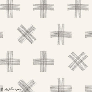 Tissu popeline de coton motif croix "Nest" - Blanc et noir - AGF ® Art Gallery Fabrics ® - Tissus - 2