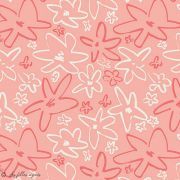 Tissu popeline de coton motif fleur "Happy Home" - Corail et blanc - AGF ® Art Gallery Fabrics ® - Tissus - 2