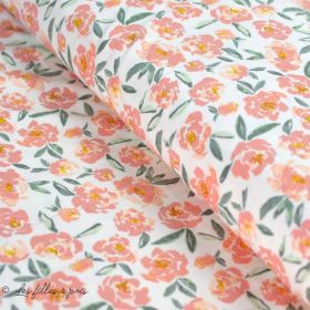 Tissu jersey motif fleurs "The Open Road" de Bonnie Christine - Ecru et rose clair - Oekotex - AGF ® Art Gallery Fabrics ® - Tis