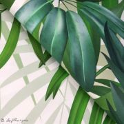 Panneau de tissu jersey feuilles de palmier et monstera- Blanc et vert - Oeko-Tex ® - Stenzo Textiles ® Stenzo Textiles ® - Tiss